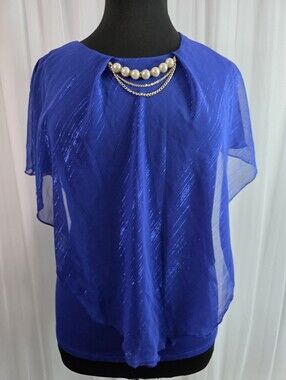 Lollol Pullover Overlay  Women Top Size:3XL, Royal Blue